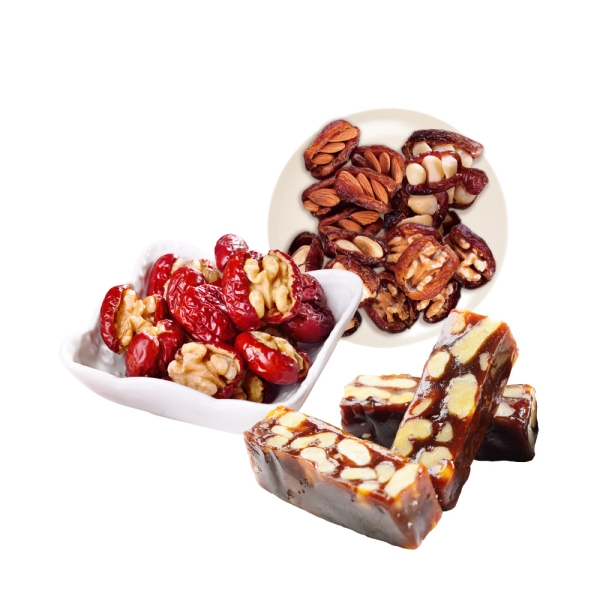 【含運】福棗核桃3入組(若羌紅棗核桃150G+綜合椰棗150G+南棗核桃糕300G) 每日優果