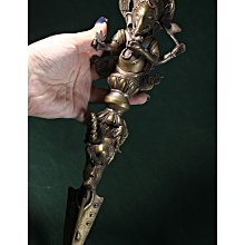 桑園の】藏傳法器大型33cm 象鼻財神手工雕金剛杵銅器銅雕把件收藏T