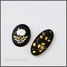 桑園の】稀有~日本大馬士革工藝純手工金銀象嵌銀杏/牡丹胸針吊墜別針