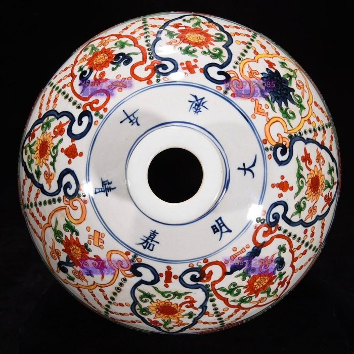 明嘉靖五彩龍紋花卉紋梅瓶44×25，1200679 青花斗彩汝瓷二手【古玩閣二