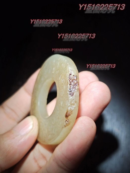古玉老玉古玉和田玉如意紋玉璧邊上有缺，長4.8公分，重23克， 藏品老貨