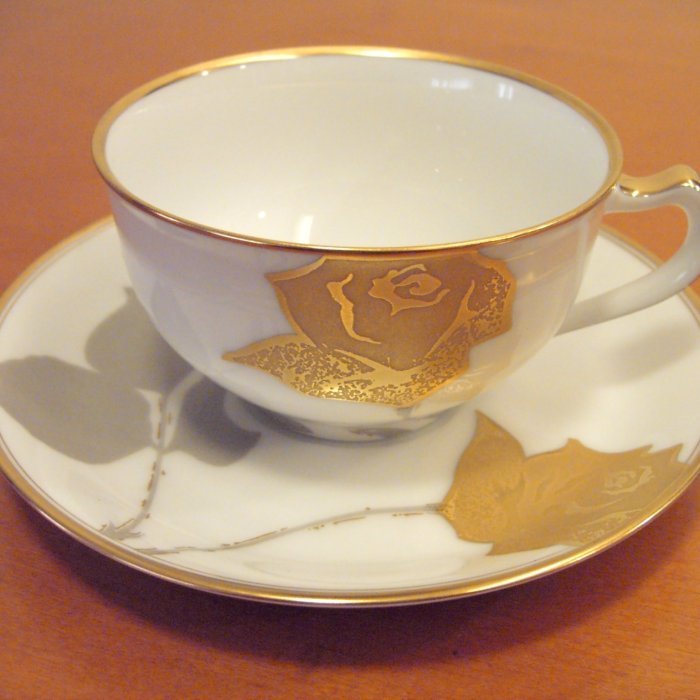 日本製OKURA 大倉陶園金蝕玫瑰兼用杯組1客/2pcs（展示品/特價