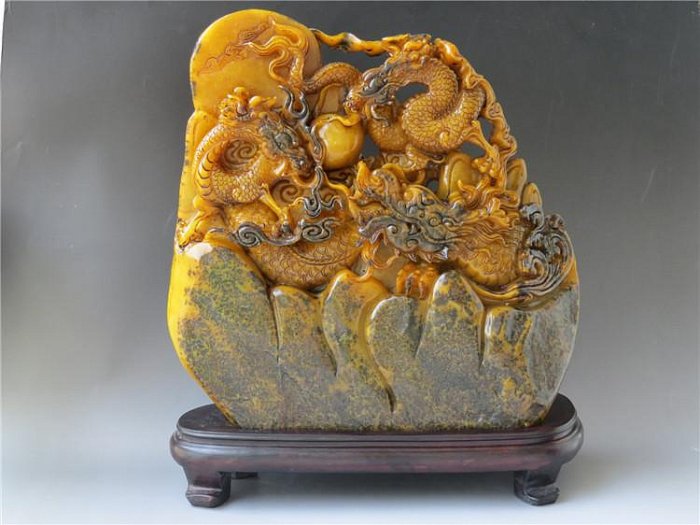 中国美術・珍蔵壽山田黄凍石【龍鳳呈祥】龍鳳印飾品・案頭・置物・文房具 中国美術・珍蔵壽山田黄凍石【龍鳳呈祥】龍鳳印飾品・案頭・置物