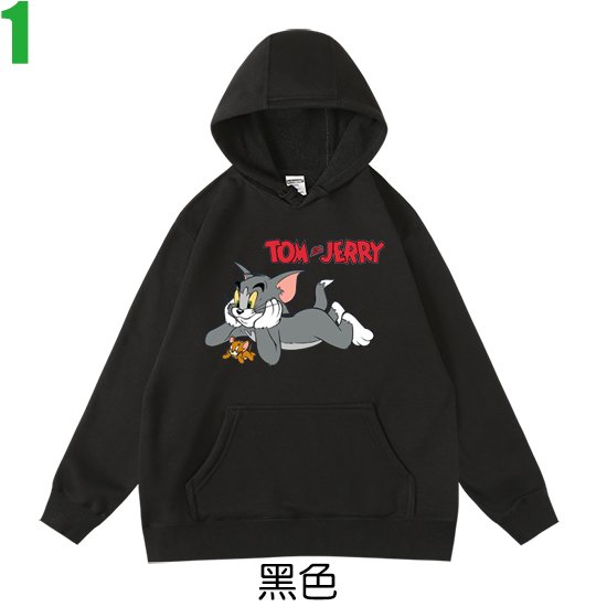 【湯姆貓與傑米鼠 Tom and Jerry】連帽厚絨長袖卡通動畫T恤(共2種顏色) 新款上市購買多件多優惠!【賣場一】
