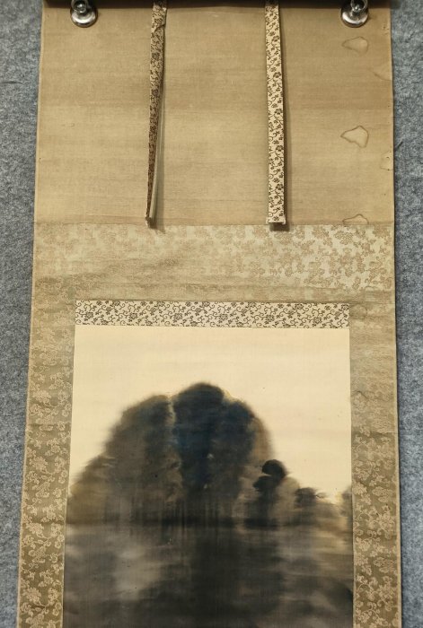 嚴選高野山極樂橋古風掛軸，日本回流絹本藝術品，縱198cm橫53.5cm