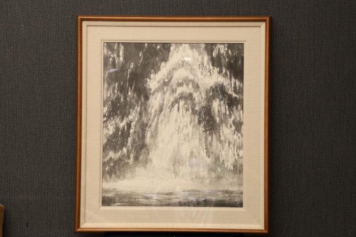 9/11結標京都名家八木美智夫大型手繪水墨飛瀑千尋XDH0136 -油畫框畫
