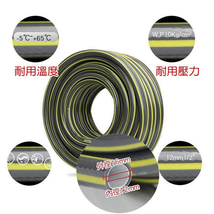 【珍愛頌】N508 三層加厚高壓水管 4分管 12*16mm 耐壓10KG 軟管 洗車水管 澆花水管 花園水管 PVC管