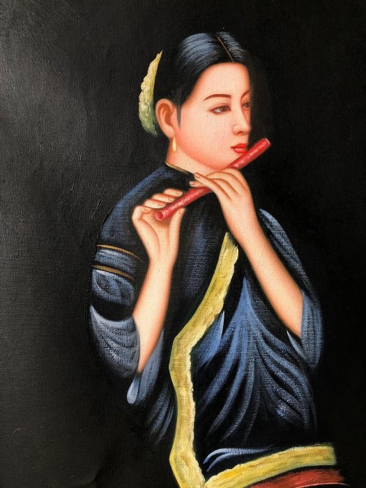 油畫61【陳逸飛】人物，純手繪油畫，104*74cm左右舊藏古玩收藏【俗人堂