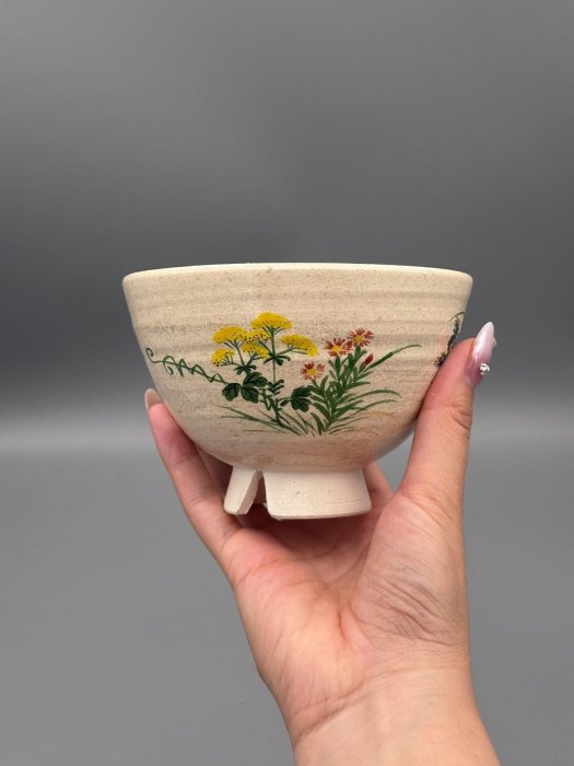 碗NO.290【日本香陶園·秋草紋抹茶碗】手繪古雅原箱老件茶席藏級美器