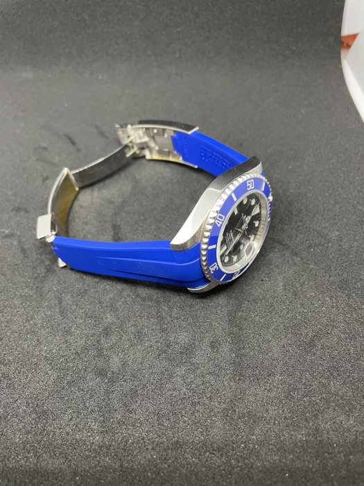 rolex 安裝照  21mm 專用 沿用原廠錶扣 橡膠錶帶 星巴克綠 41mm 黑水鬼