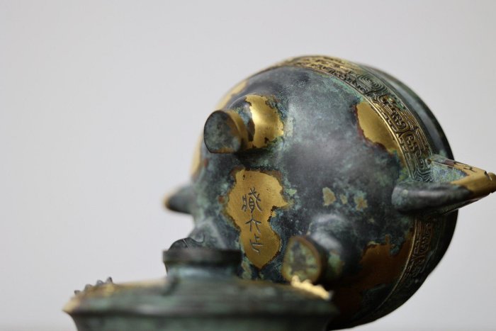 四世秦藏六造敦式香爐青銅涂金蠟鑄工藝雙龍耳饕餮紋博古清供奢華陳列雅