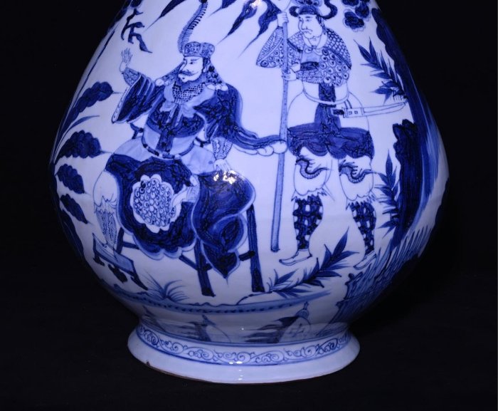 元代青花蒙恬將軍人物故事紋玉壺春瓶，高49×29厘米??140028142禦窯
