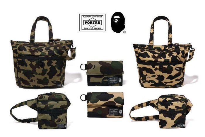 【A BATHING APE✖️PORTER】初期迷彩柄ボストンバッグ　オマケ付き A BATHING APE アベイシングエイプ ×PORTER ポーター 初期 猿