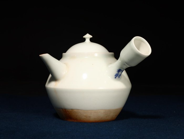 2/19結標名家平安春峰作白瓷急須側把壺BDB0410 -茶道具日本茶道品茶