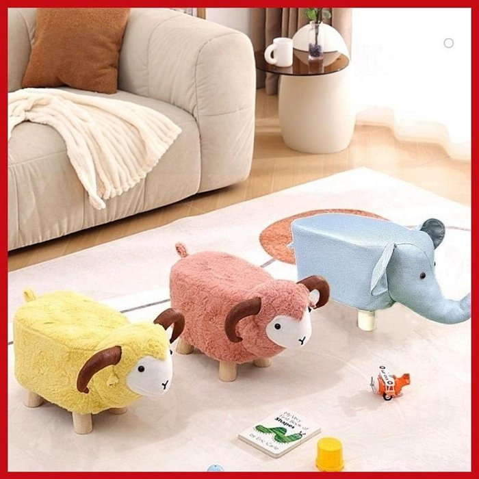 (臺灣現貨)可愛動物造型實木小椅子🐘 大象/ 🐑小羊 創意卡通兒童椅 玄關換鞋凳 客廳椅凳 童趣矮椅【AE09080】99愛買小舖