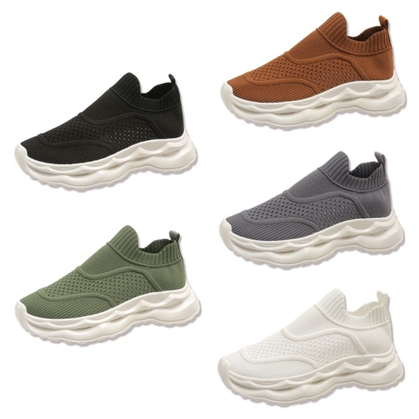 領券再折100 | 簡約透氣彈性網布襪套式厚底休閒鞋．白鳥麗子