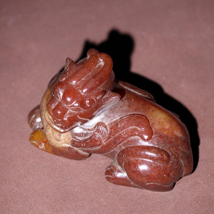 188165和田玉舊藏迴流珍品貔貅瑞獸玉質剛性細膩油潤包漿醇厚沁色自然雕