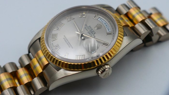 【美好時光】罕見型號勞力士ROLEX 18239BIC稀有三色金版本!全原裝超美品單錶一只RSC洗油保養完成( 18238 18239參考)