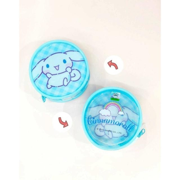 小禮堂 Sanrio 三麗鷗 大耳狗 PVC圓形收納包 (格紋款)