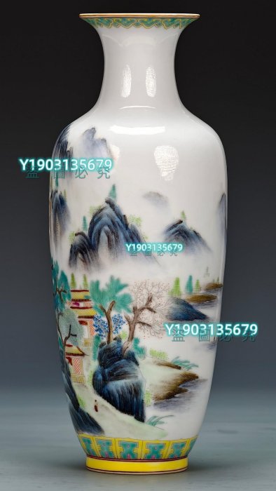 粉彩山水文大花瓶　大清乾隆年製　527 大清乾隆年制】滿工粉彩通景山水紋賞瓶。?乾隆時期是歷史上0046311056