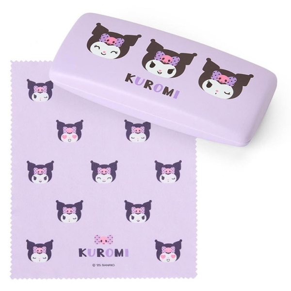 【震撼精品百貨】酷洛米 Kuromi~Sanrio 日本SANRIO三麗鷗 酷洛米硬質眼鏡盒附擦拭布-表情款*10517