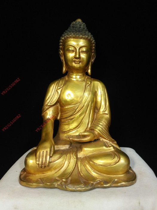 供奉銅鎏金大明宣德年制款【釋迦摩尼佛】器形經典，釋迦牟尼佛，意為