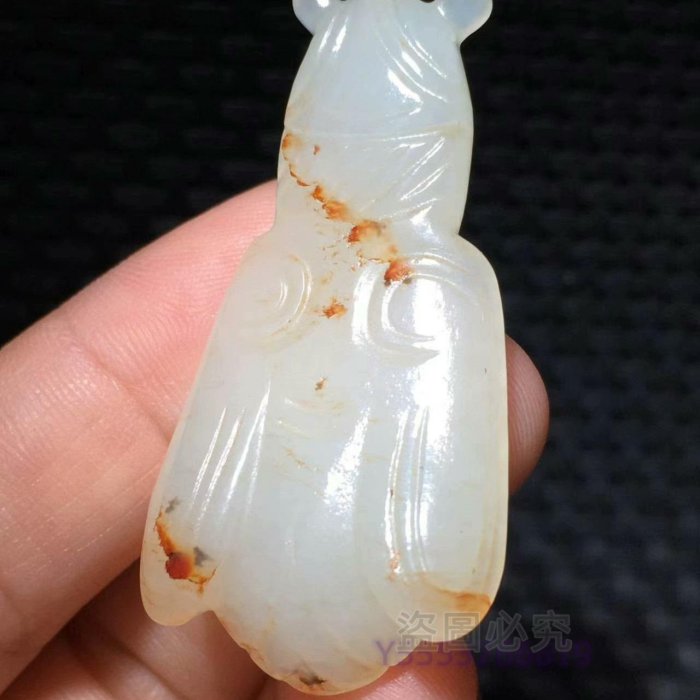 和田玉古玉白玉蟬掛件玉質溫潤細膩雕工精致蟬形生動造型優美頭部圓潤