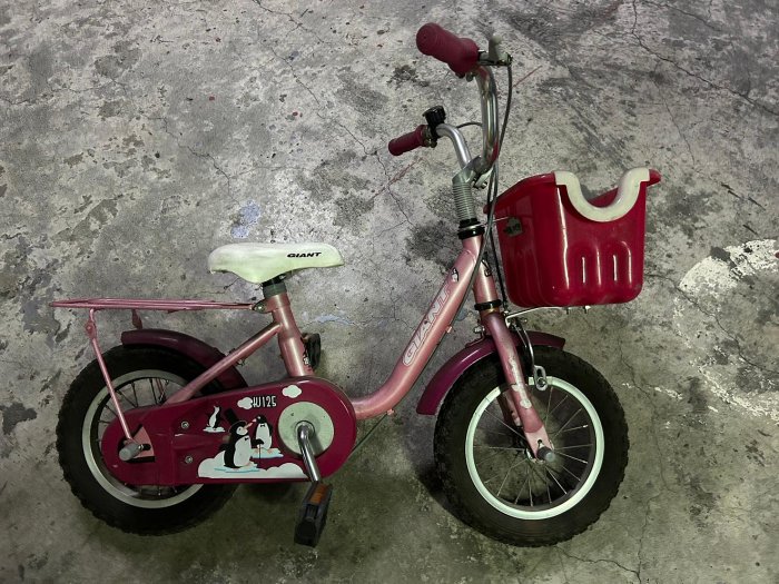 中古捷安特GIANT KJ125 12吋粉紅童車 小小寶貝兒童自行車 有輔助輪 大台北可自取測試