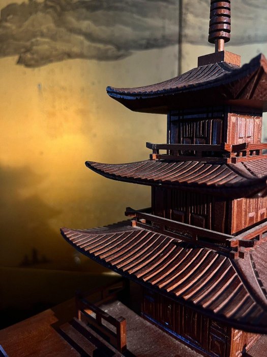 嚴選日本明治時期修繕國寶法起寺三重塔模型，飛鳥時期建築風貌推薦收藏