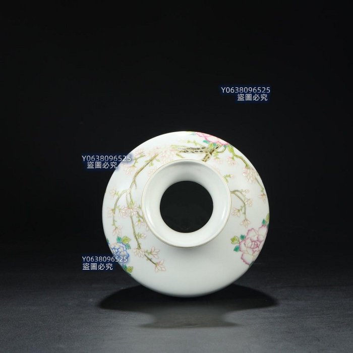 清雍正御製洋彩盘口瓶、禮器、サイズ高さ約25cm口約13cm 清雍正御製洋