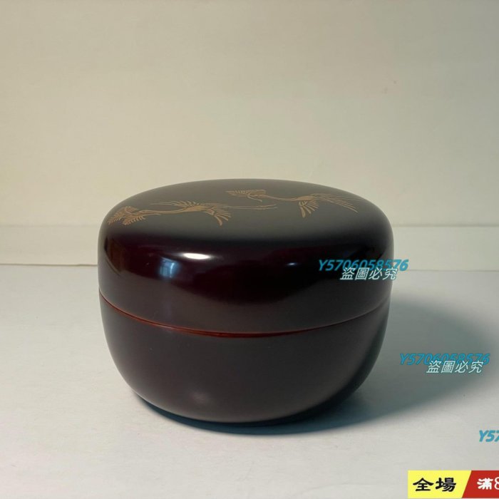 和田瑾齋松喰鶴蒔絵平棗溜塗木製共箱共布入茶道具サイズ:約高さ5cmx幅