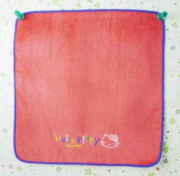 【震撼精品百貨】Hello Kitty 凱蒂貓~方巾-紅底藍邊彩字