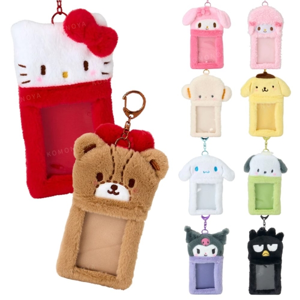 小禮堂 Sanrio 三麗鷗 絨毛造型卡片套附扣 (大頭 偶像應援) Kitty 布丁狗 帕恰狗 tinychum