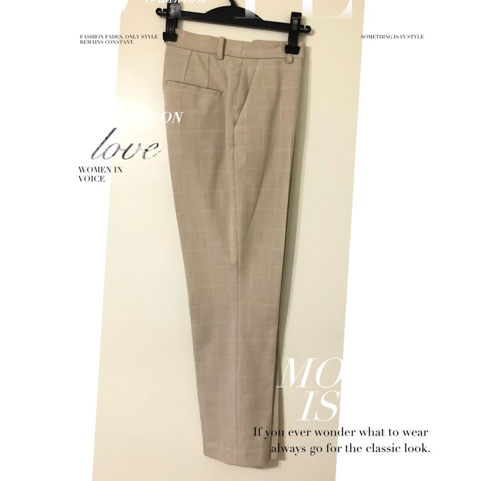 Uniqlo 彈性休閒格子西裝褲 搬家出清