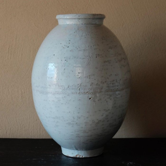 18世紀李朝白瓷提燈壺德利款38cm 高麗青瓷月亮罐古雅風味白中發青釉色