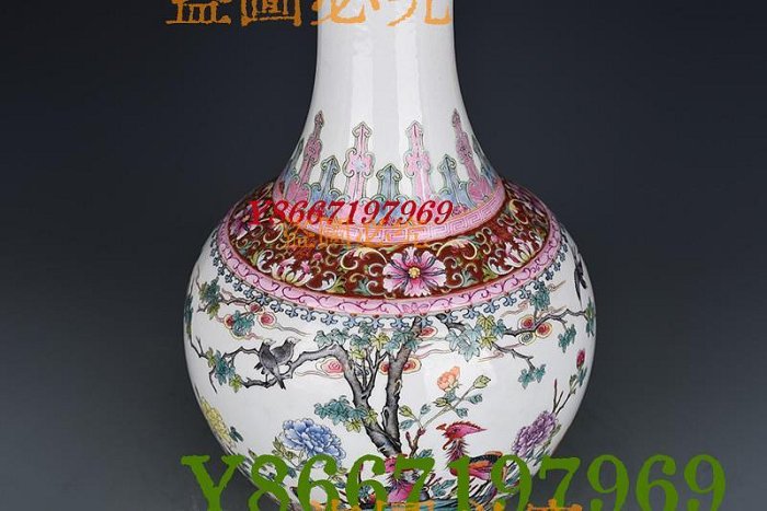 清乾隆粉彩五倫圖花鳥賞瓶古玩古董古瓷器39×20厘米3900219 瓷器青花粉