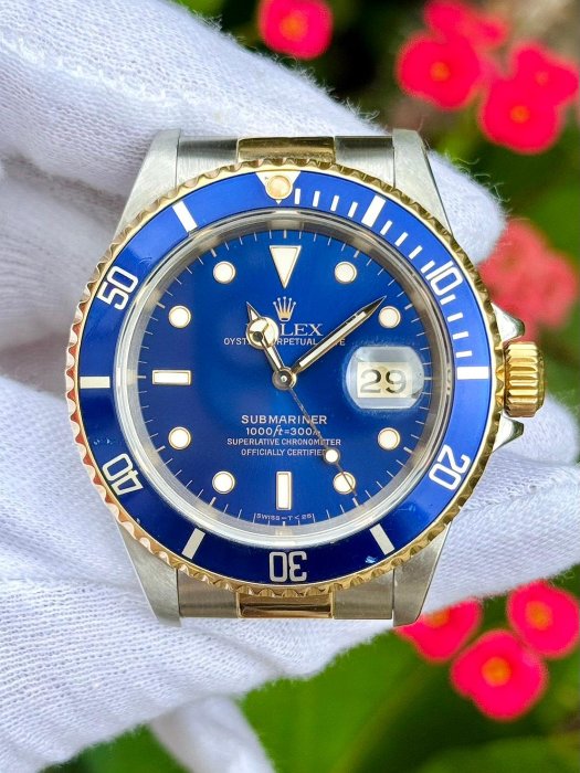 勞力士 ROLEX  型號16613LB 半金藍水鬼  錶徑40mm 動力3135機芯 1991/JAN