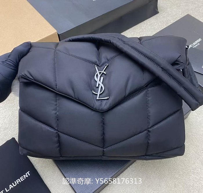 二手正品 YSL 聖羅蘭 雲朵包 肩背包 手提包 尼龍 黑色 733630