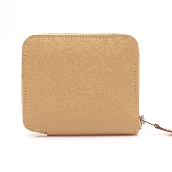HERMES 愛馬仕 Silk In Compact 拉鍊 絲巾短夾 塵土色 evercolor牛皮 K刻 【二手名牌BRAND OFF】
