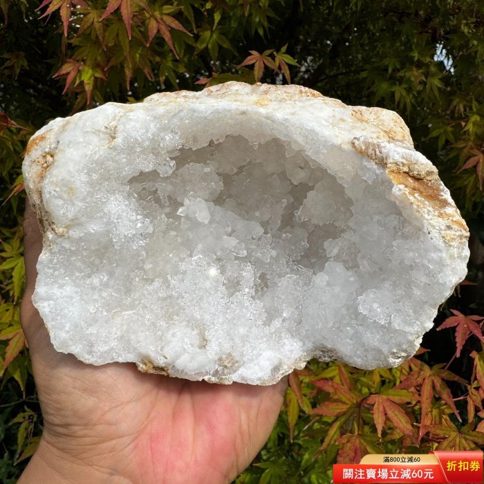 天然白水晶晶洞靈鉆晶洞聚寶盆水晶洞原石老皮表面晶洞可放小水晶【藝海