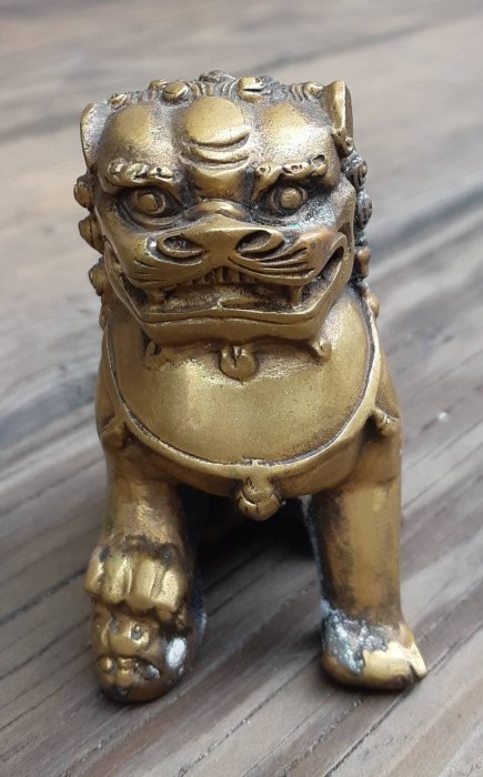 二手早期珍藏~鎮宅富貴銅雕老銅獅子一對小號獅子辟邪化煞助事業