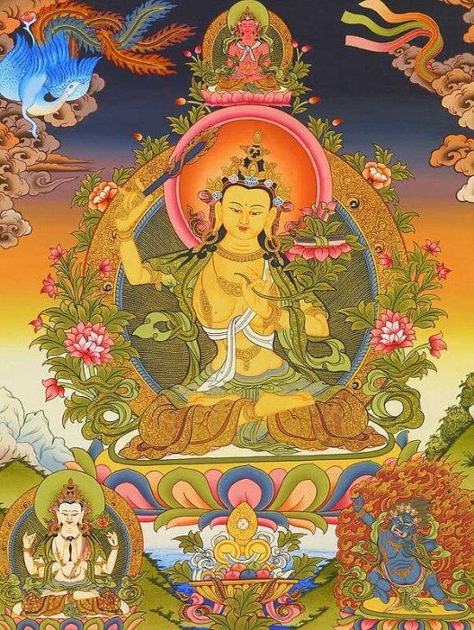 ♥しょう様♥ 文殊 菩薩 唐 卡 文殊菩萨唐卡画52 42