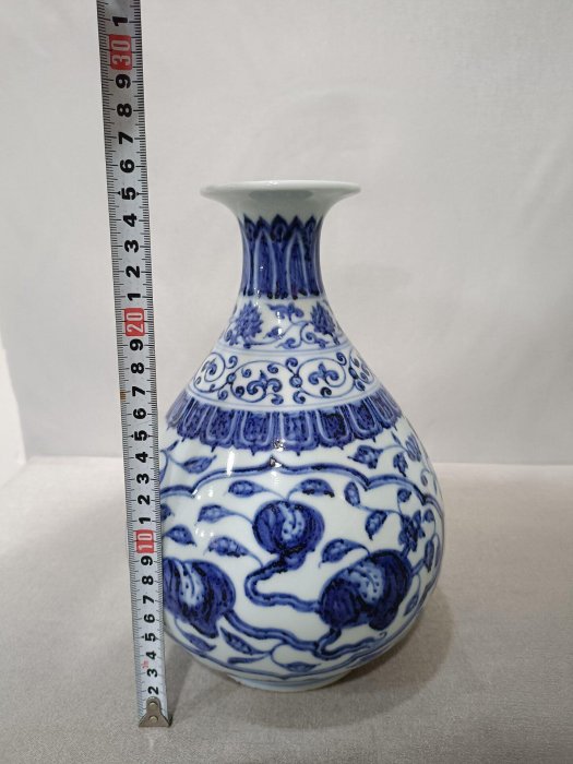 可議價海撈明宣德青花玉壺春瓶，品相以圖為準，整體保存不錯，青花發色