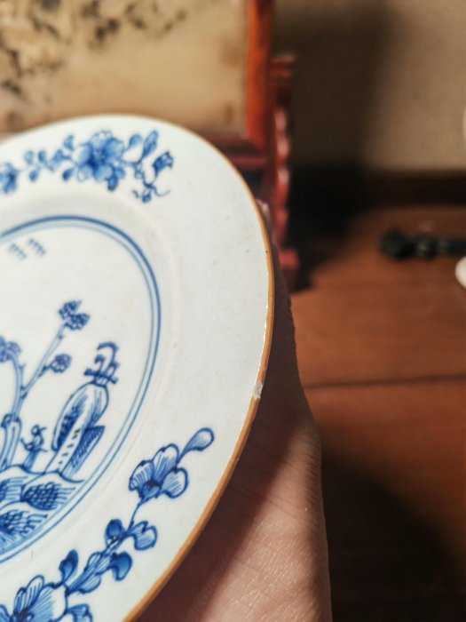 嚴選康熙時期青花瓷器折沿盤，典雅黑白線描山水圖文玩收藏品文房雅器