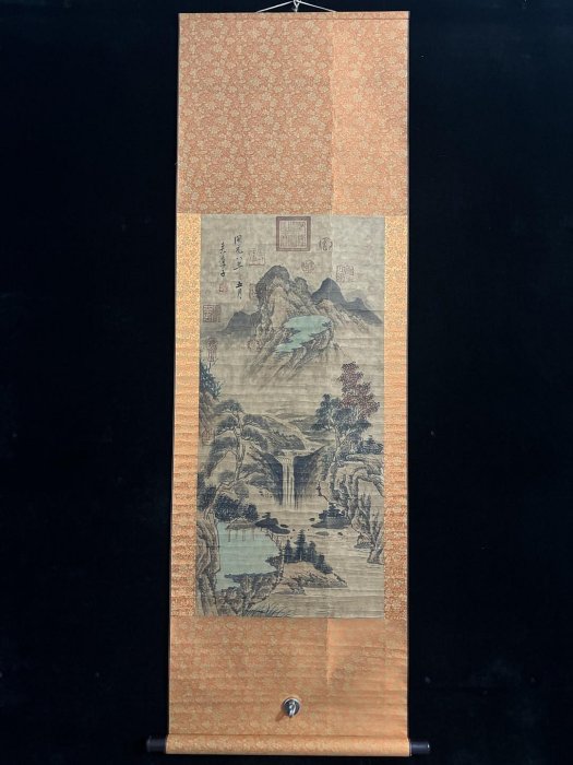 代號TZ349《吳道子山水》三尺中堂手繪作品發：10畫心材質：宣紙裝裱