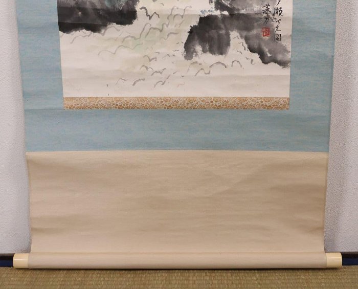 【真作】日本画 中島菜刀 吉野川鮎戸瀬図 紙本 掛軸 山水風景 鳥取 MB254 日本畫掛軸山水掛軸吉野川鮎戶瀨圖中島菜刀| Yahoo拍賣
