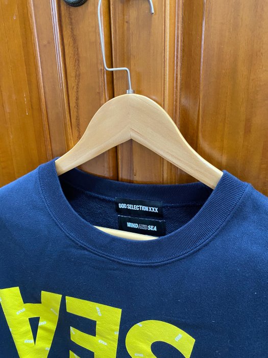 GOD SELECTION XXX WIND AND SEA 聯名藍色棉T 大學棉T MADE IN JAPAN
