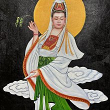 手描き 水彩油画 風景画 陳逸飛 作品図 中国絵画 約70×100cm 未表装 手繪水彩油畫244，陳逸飛觀音像，尺寸70x100 cm左右藏品老貨收藏【二手