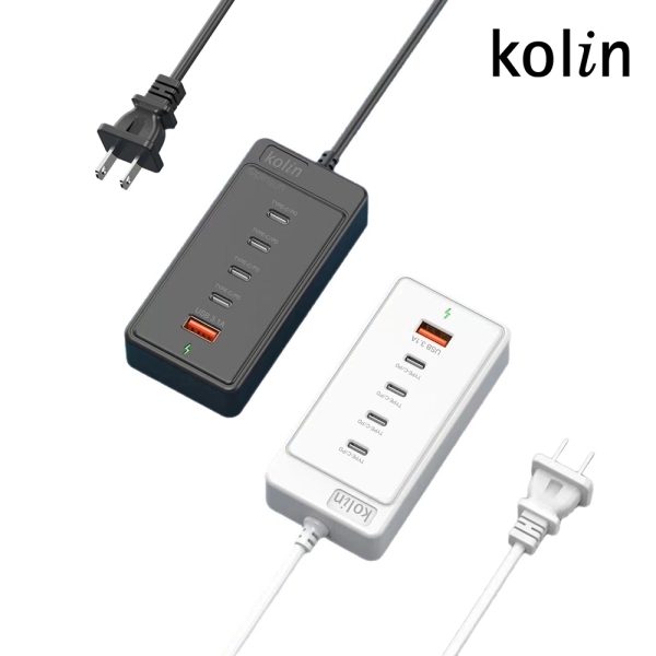 Kolin 歌林120W Type c PD快充 5孔充電器 (QC3.0/閃充/AC轉USB延長線/多孔豆腐頭)