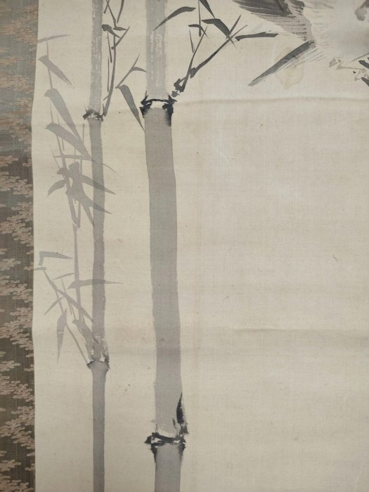 嚴選清朝老茶掛《竹雀圖》立軸，年代久遠古風雅致，品相上乘竹雀茶掛